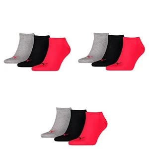 image of 9 pair Puma Sneaker Invisible Socks Unisex Mens & Ladies, Socken & Strumpfe:47-49, color:232 - Black / red