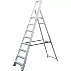 Image of Loops - 1.7m Aluminium Platform Step Ladders 8 Tread 3.3m Work Height heavy duty Steps