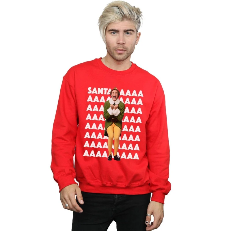 Image of Elf Elf Men Buddy Santa Scream Sweatshirt in Red Size: Small Red S Male 5057736053164