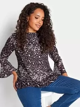 Image of M&Co Printed Pleated Tunic Top - Purple, Purple, Size 14, Women