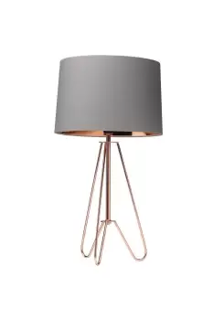 image of Lighting and Interiors Group The Lighting and Interiors Copper and Grey Ziggy Tripod Table Lamp