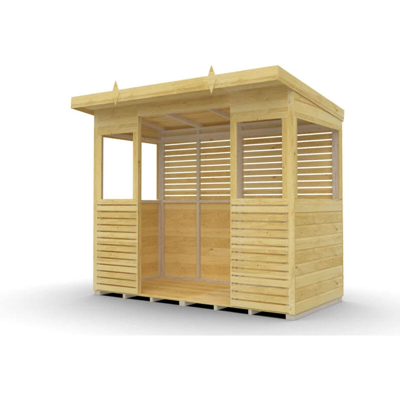Image of DIY Sheds 8 x 4 BBQ/Outdoor Kitchen Shelter, Brown 8X4PBBQFF