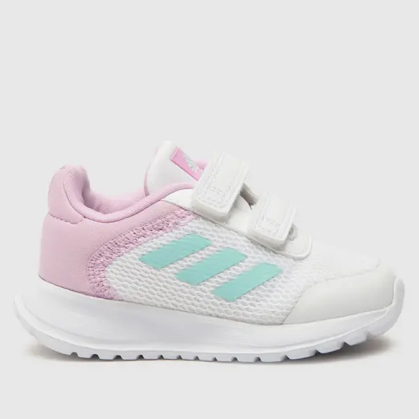 Image of adidas white & pink tensaur run 2.0 v Girls Toddler trainers