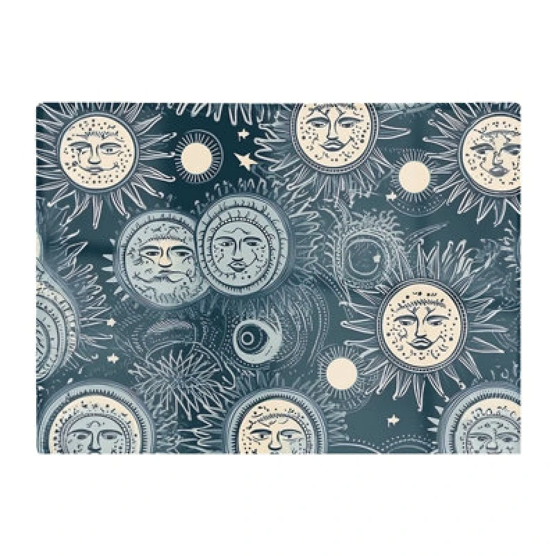 Image of Warren Reed Designer Silver Blue Moon And Stars Glass Chopping Board