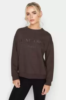 image of Petite 'Avant-Garde' Embroidered Crew Neck Sweatshirt