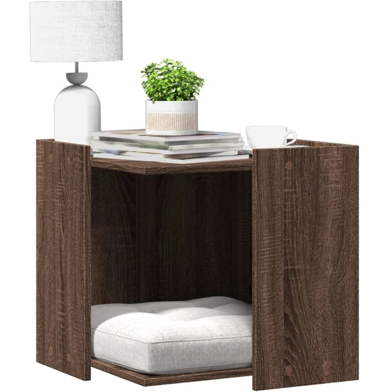 Image of vidaXL Cat Litter Box Enclosure Brown Oak 53x53x51cm Engineered Wood, Brown 857757