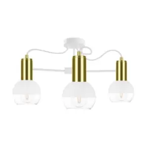 image of Arne Multi Arm Semi Flush Ceiling Light White, Gold, 60cm, 3x E27