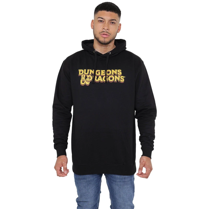 Image of Dungeons & Dragons Men Dungeons & Dragons 70's Logo Mens Pullover Hoodie Black Size: Small Black S Male 5052777735949