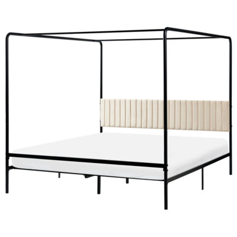 Image of Beliani Four Poster Bed Metal Mirabeau 180 X 200 Cm (Eu Super King) Black