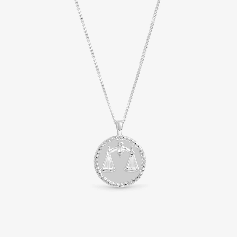Image of Simply Silver Womens Sterling Silver 925 Zodiac Pendant - Libra Silver Female One Size