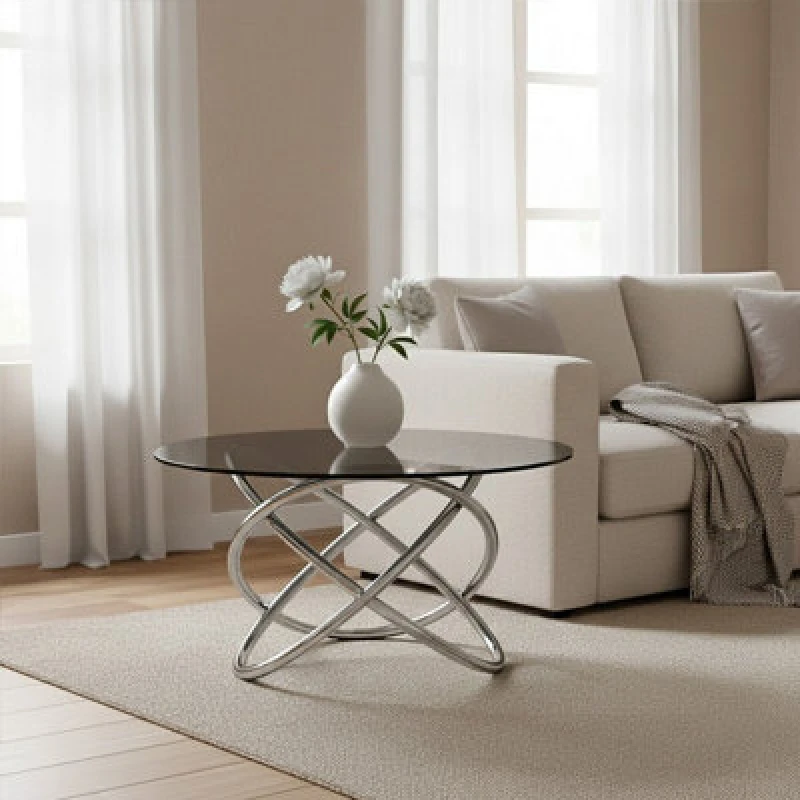 Image of Premier Housewares Smoked Glass Top End Table Grey