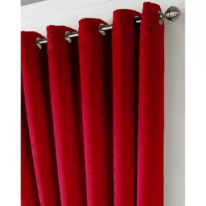 Image of Essential Living Adiso Eyelet Ring Top Curtains 229cm x 183cm Red