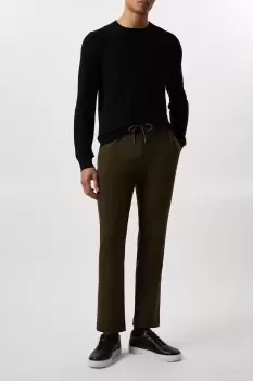 Image of Mens Slim Fit Khaki Drawstring Trousers