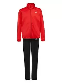 Image of adidas Kids Boys Badge Of Sport Full Zip Tricot Tracksuit - Bright Red, Bright Red, Size 15-16 Years