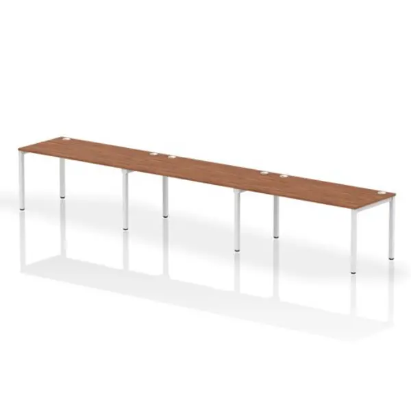Image of Impulse Bench Single Row 3 Person 1600 White Frame Office Bench Desk Walnut