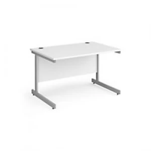 image of Dams International Rectangular Straight Desk with White MFC Top and Silver Frame Cantilever Legs Contract 25 1200 x 800 x 725mm