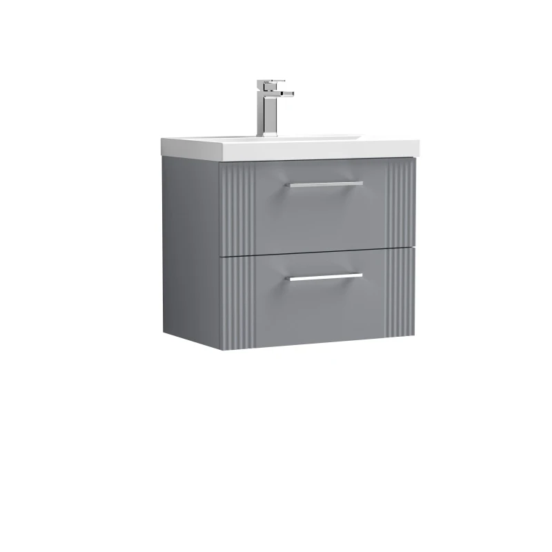 Image of Balterley 2 Drawer Wall Hung Vanity Unit MidEdge Basin Grey 600mm Grey