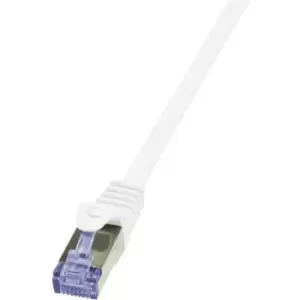 Image of LogiLink CQ3081S RJ45 Network cable, patch cable CAT 6A S/FTP 7.50 m White Flame-retardant, incl. detent
