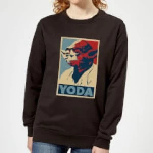 Image of Star Wars Yoda Poster Womens Sweatshirt - Black
