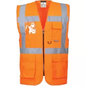 Image of Portwest S476 Orange Sz 5XL Hi-Vis Vest Berlin Executive Pockets Reflective - Hi-Visibility Orange
