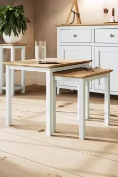 Image of Solid Oak Nest Of 2 Tables Linen Ready Assembled - Taberno