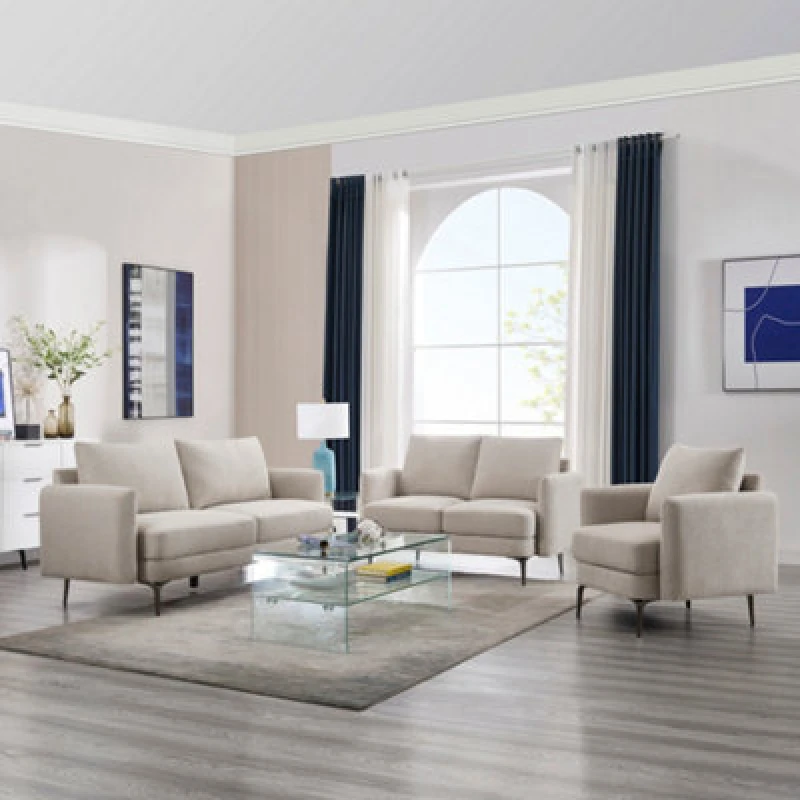 Image of More4Homes Sofia 1+2+3 Seater Fabric Sofa Set Beige