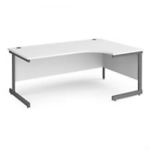 image of Dams International Right Hand Ergonomic Desk with White MFC Top and Graphite Frame Cantilever Legs Contract 25 1800 x 1200 x 725 mm