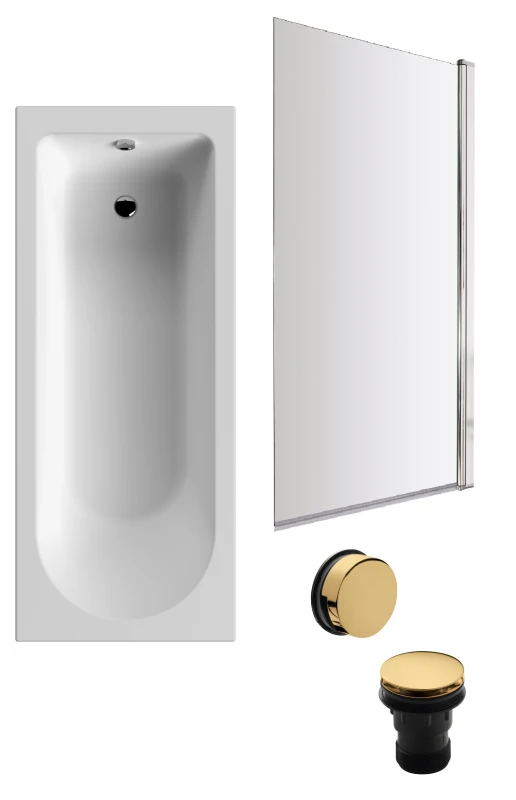 Image of Balterley Round 1700x700 Bath Set - Leg Set, Chrome Screen & Brass Waste in White White Unisex