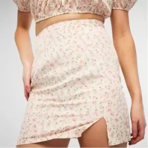 image of Missguided Floral Print Split Detail Mini Skirt - Multi