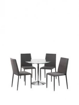 image of Julian Bowen Set Of Kudos Table & 4 Jazz Grey Chairs