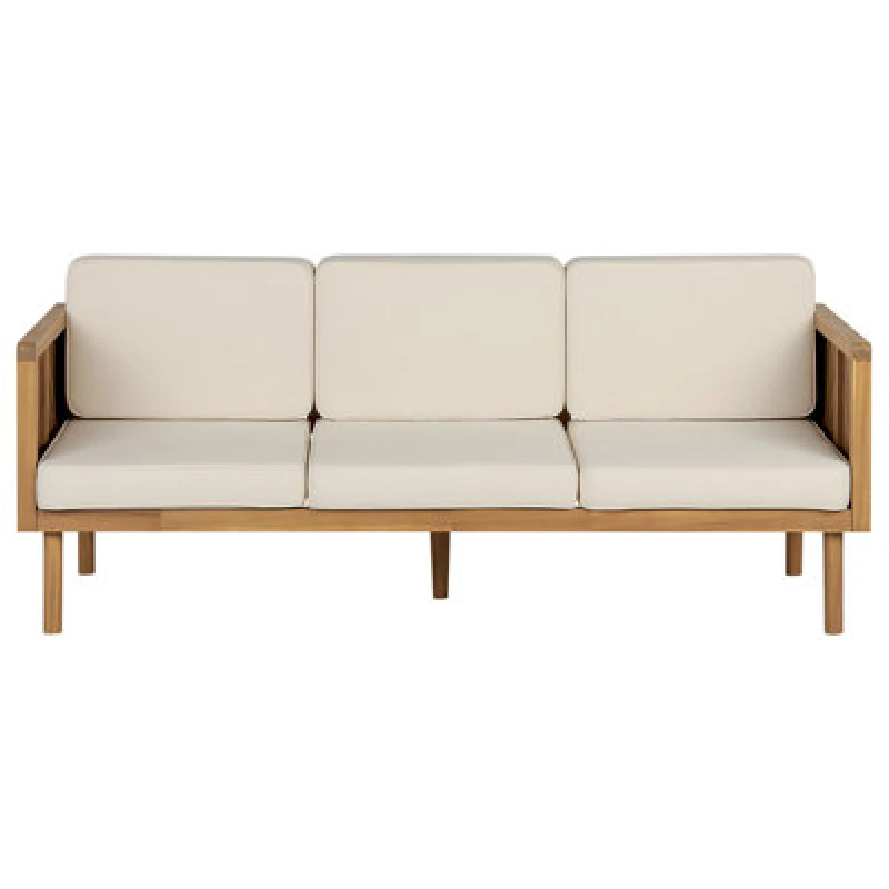 Image of Beliani Garden Sofa 3 Seater Baratti Acacia Wood Brown