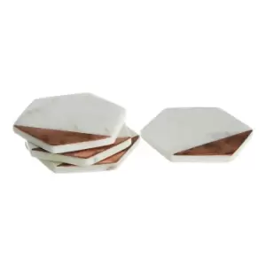 Image of Set of 4 Hexagonal Marble & Copper Coasters