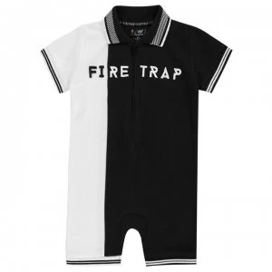 image of Firetrap Pique Romper Baby Boys - Black/White