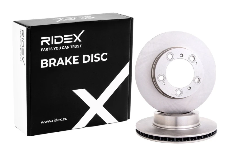Image of RIDEX 82B0798 Brake disc Front Axle, Vented, Cast Iron, Uncoated, Untreated, without bolts/screws Cast Iron Brake Disc (82)