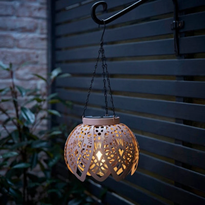 Image of Valuelights Artichoke Blush Pink Solar Hanging Outdoor Garden Lantern Light