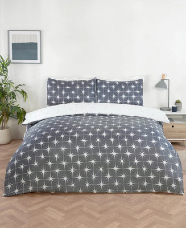 Image of Rapport Home Single Northern Stars Complete Duvet Set With Pillowcase And Fitted Sheet - Grey