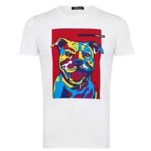 Image of Replay Dog Graphic T Shirt - White