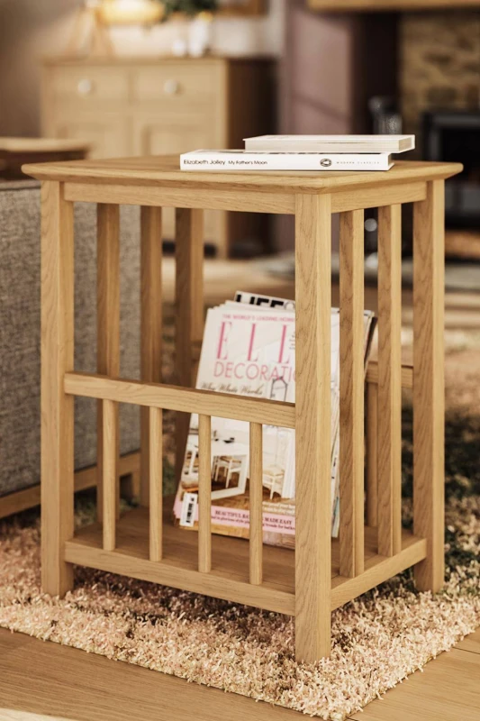 Image of FW Style Taberno Solid Oak Magazine Rack Natural, Brown TABMAGOK