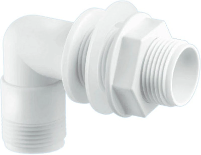 Image of McAlpine FTC1AWH Bent Tank Connector with 3/4" BSP Threaded Outlet White