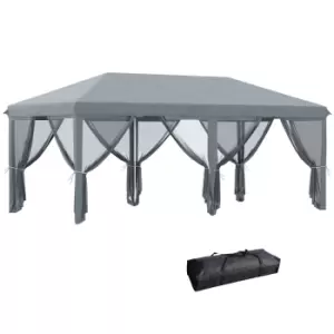 Image of Outsunny 6 x 3m Pop Up Canopy, Outdoor Canopy Shelter, Marquee Party Wedding Tent with 6 Mesh Walls and Carry Bag, Grey