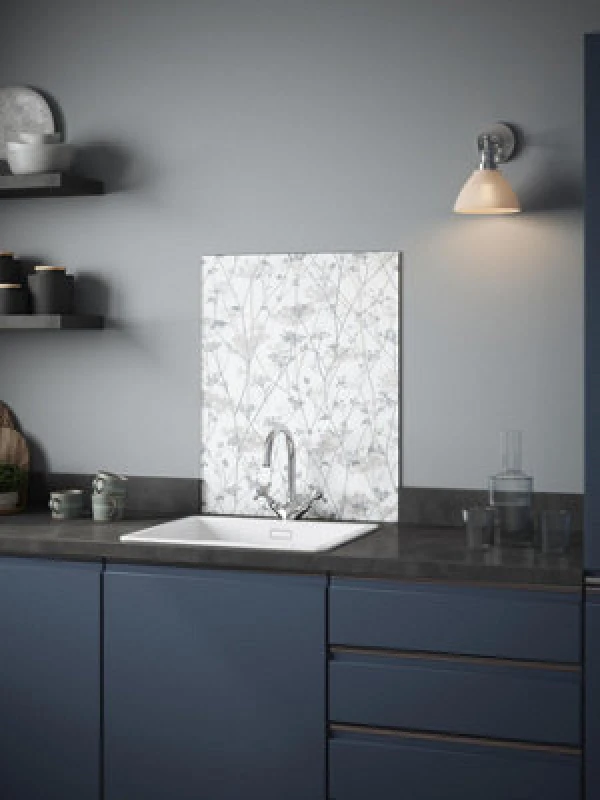 Image of Clarissa Hulse Self Adhesive Kitchen Splashback Wild Chevril Chalk Toughened Glass (W) 600 X (L) 750mm