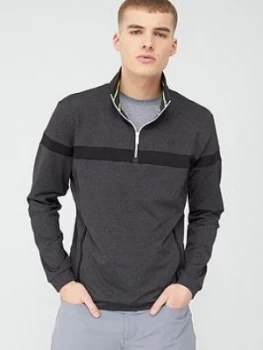 Image of Calvin Klein Golf Chest Stripe ½ Zip Top - Grey Marl, Size S, Men