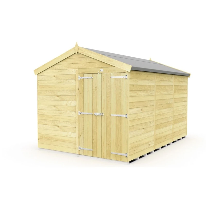 Image of Buttercup Farm 8 x 12 Feet Apex Shed - Double Door W/O Window - L358 x W231 x H217cm in Brown Brown Unisex