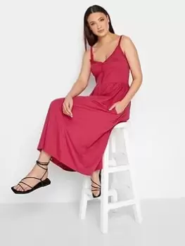 Image of Long Tall Sally Magenta Button Through Cami Dress With Pockets, Pink, Size 12, Women