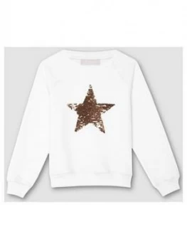 Image of Mintie By Mint Velvet Girls Sequin Star Sweatshirt - Ivory
