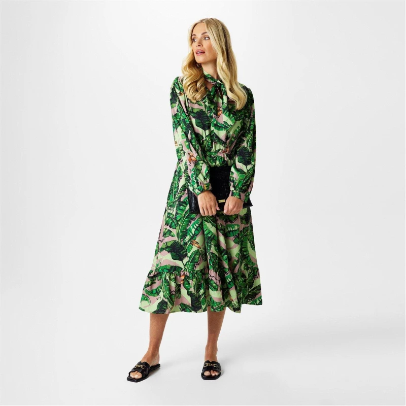 Image of Biba Biba Tiered Midi Dress - Multi Multi 8