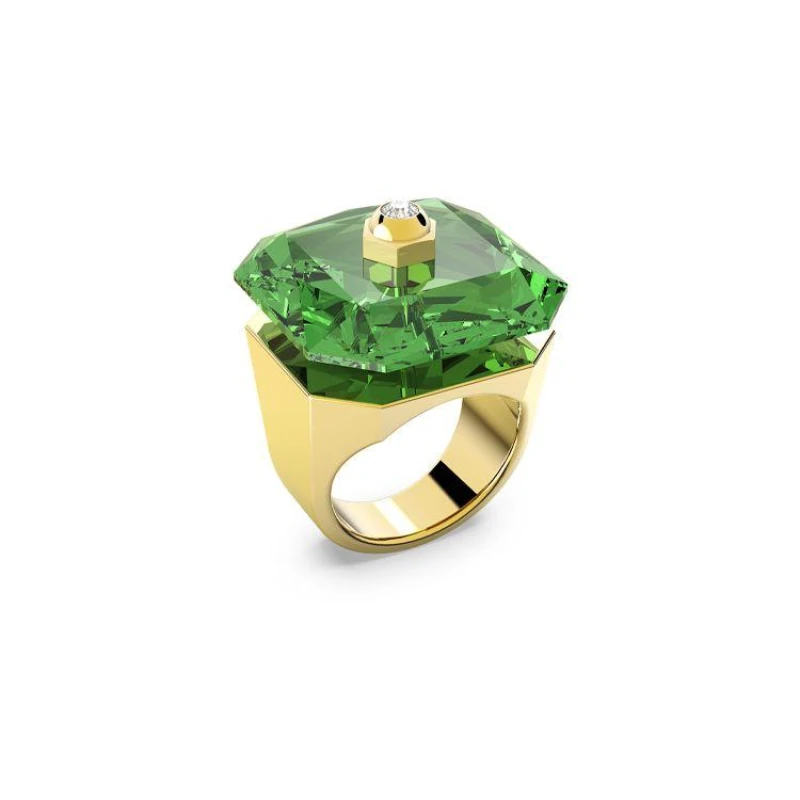 Image of Swarovski Numina cocktail ring, Octagon cut, Green, Gold-tone plated Size 55 Green M
