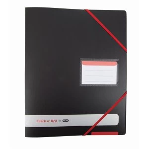 Black n Red A4 4 O Rings 16mm Capacity Polypropylene Covered Ring Binder Black