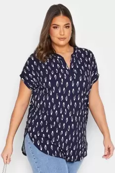 Image of Printed Half Placket Blouse