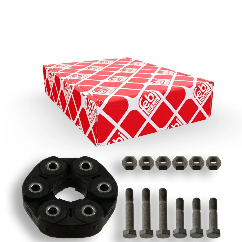 Image of FEBI BILSTEIN 43493 Drive Shaft Coupler with bolts/screws, with nuts, Front, Bolt Hole Circle Ø: 78mm, OE Turbo NEW Elastomer Joint,propeller shaft (1
